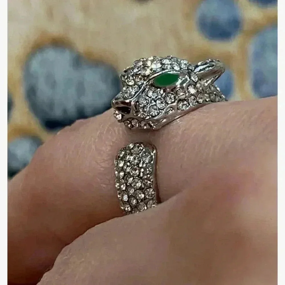 Silver Rose Gold Panther Resizable Adjustable Animal Tiger Ring New
